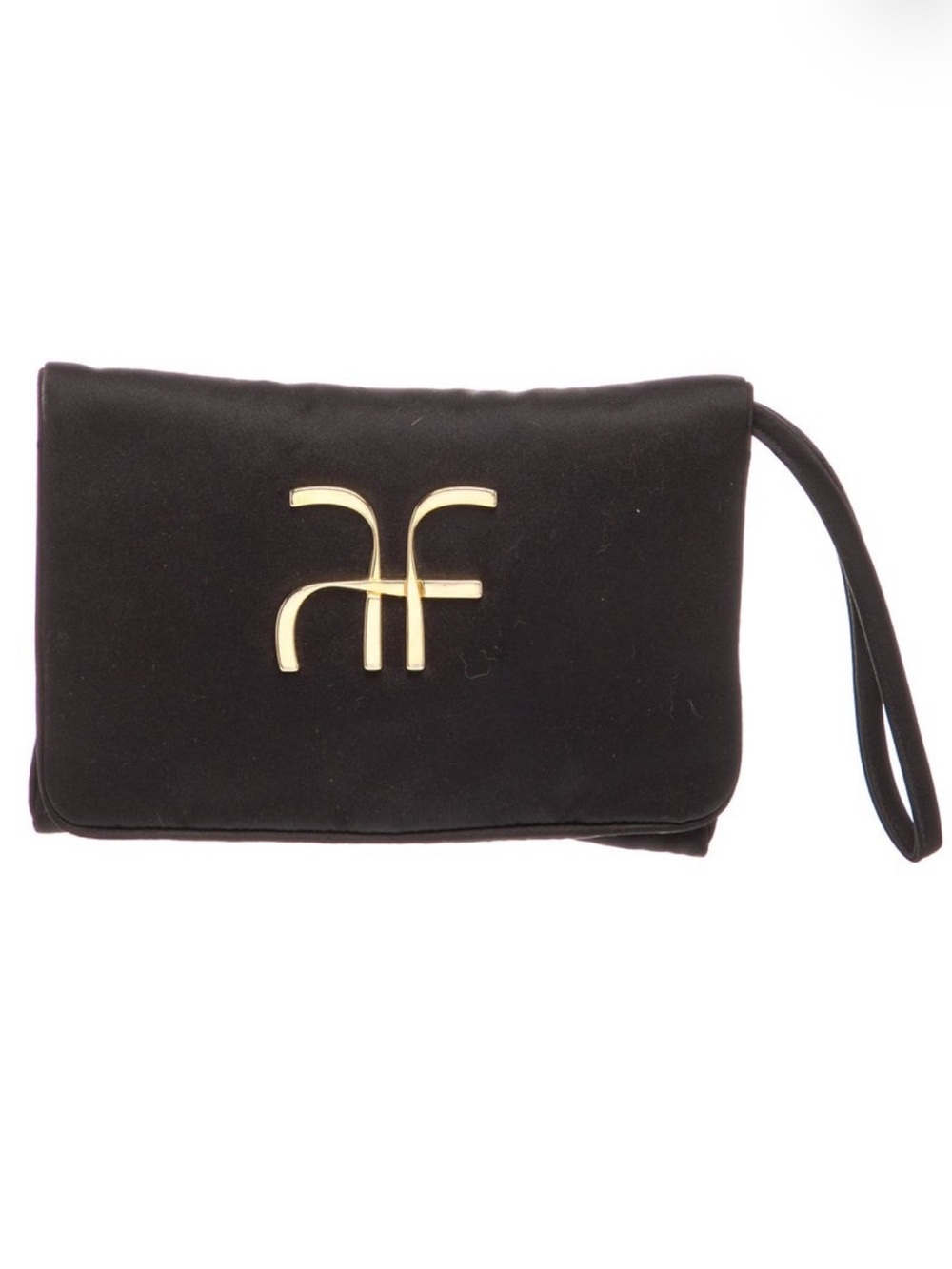 Alberta Ferretti Black Wristlet Clutch with Gold Accent